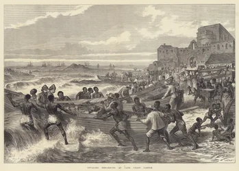 Invalids embarking at Cape Coast Castle