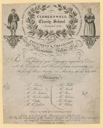 Invitation to the dinner of the Clerkenwell Charity School
