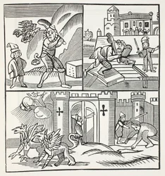 Jack and the Giants, illustration from Chap-books of the Eighteenth Century by John Ashton, pub. 1882
