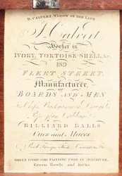 Label applied on the box of an English "Calvert" pattern turned ivory chess set, c.1826-50