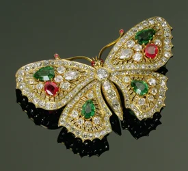 Late Victorian multi-gem set butterfly brooch, c.1880