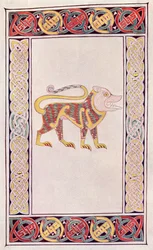 Lion of St. Mark, facsimile of an illumination from the Book of Durrow, from the book The Church of England: A History for the People, published c.1910