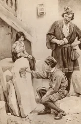 Little Michael Angelo draws a portrait (colour litho)