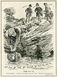 Lloyd George telling employers, bankers and labour to cooperate to defeat unemployment, 1921