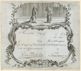 Lock Hospital, Hyde Park Hospital. Donation Slip