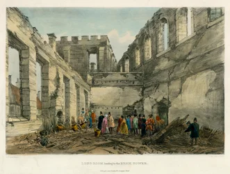 Long Room Leading to the Brick Tower, Tower of London Fire, 1841