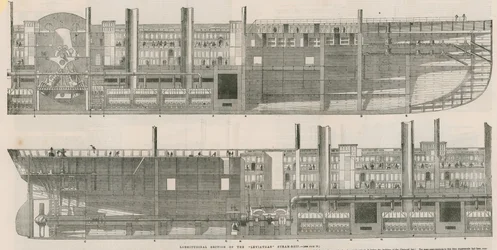 Longitudinal section of the Leviathan steam ship