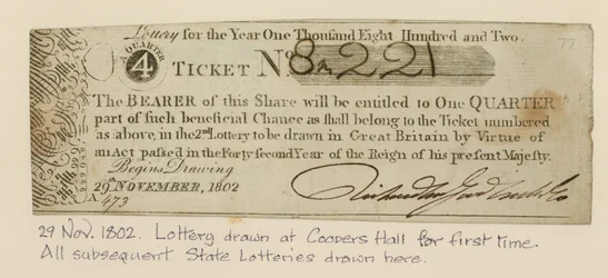 Lottery Drawn at Coopers Hall for the First Time, 29 November 1802