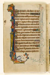 A Grotesque, Marginal Decoration from the Macclesfield Psalter, Use of Sarum, East Anglia (c.1330)
