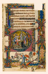 Saul Sending Doeg to Kill the Priests of Nob, Historiated Initial from the Macclesfield Psalter, Use of Sarum, East Anglia (c.1330)