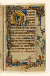 Doeg Killing the Priests of Nob, Historiated Initial from the Macclesfield Psalter, Use of Sarum, East Anglia (c.1330)