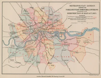 Map of Metropolitan London Showing the Parliamentary Boroughs and Divisions, 1885