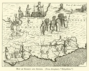 Map of Surrey and Sussex