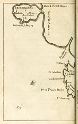 Map showing location of Brobdingnag from first edition of Gulliver