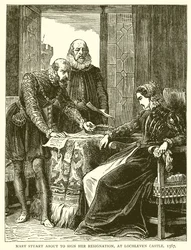 Mary Stuart about to Sign her Resignation, at Lochleven Castle, 1567