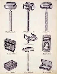 Mens shaving equipment, from a trade catalogue of domestic goods and fittings, c.1890-1910