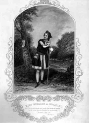 Miss Woolgar as Rosalind, Act III Scene 2, in As You Like it, by William Shakespeare