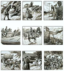 Montage of pictures about the history of roads