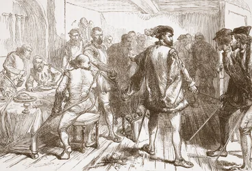 Mouchares band attacking the Protestants at the Hostelry in the Faubourg St. Germain