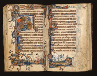 David praying, historiated initial from the Macclesfield Psalter, Use of Sarum, East Anglia, c.1330