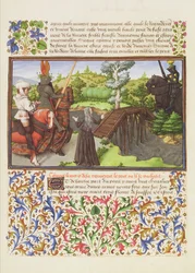 Heart, Desire and Melancholy at the Bridge The Dangerous Walk, Guarded by the Knight Soulcy, facsimile edition of Livre du Coeur d