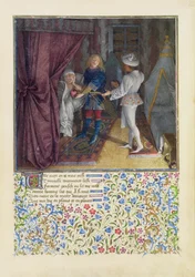 King Rene dreams: The God of Love steals from him his Heart without him Knowing and gives it to Desire, facsimile edition of Livre du Coeur d