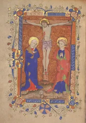 Crucifixion with St. Mary and St. John the Baptist from the Missal of St. Botolph Aldersgate (c.1420-30)