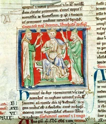 Henry II (1133-89), miniature from Flores Historiarum, by Matthew Paris, 1250-52