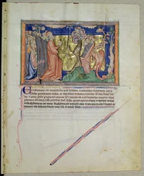 The People Worshipping the Beast and the Dragon, from the Gulbenkian Apocalypse, c.1265-70