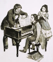 Music Teacher Friedrich Wieck Shouts at Robert Schumann While His Daughter, Clara Wieck, Looks On
