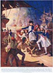 Nelson at the Battle of the Nile, Illustration from Hutchinson