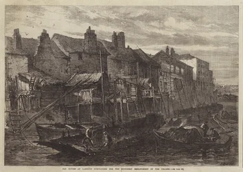 Old Houses at Lambeth demolished for the Southern Embankment of the Thames
