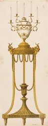 Original design for a tripod and vase for candles, from 