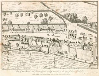 Part of The Strand and Covent Garden, London, as they appeared in the reign of Queen Elizabeth