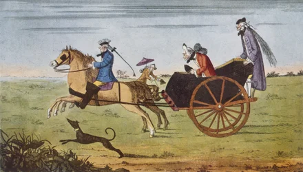 Passenger in a horse driven carriage, 