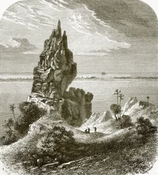 Pinnacle and coral reef, Bora-Bora