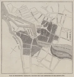 Plan of Bridgetown, Barbadoes, showing the Part destroyed by the Recent Fire