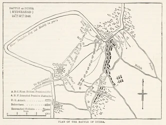 Plan of the Battle of Dubba (Hyderabad) 24th March 1843, illustration from Cassell