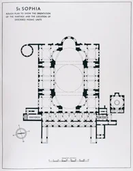 Plan to Show the Orientation of the Narthex and Described Mosaic Units, from The Mosaics of Haghia Sophia at Istanbul by Thomas Whittemore