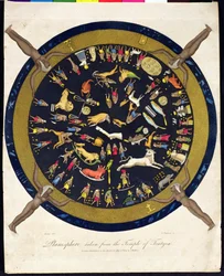 Planisphere taken from the Temple of Tentyra, engraved by J. Chapman, published by J. Wilkes