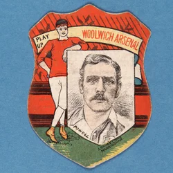 Play Up Woolwich Arsenal Powell, Baines Card in the Shape of a Shield, 1888-89