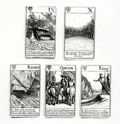 Playing Cards Depicting the Events from the Spanish Armada, 1699