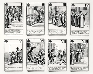 Playing cards depicting events from the Spanish Armada