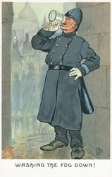 Policeman Drinking from a Pint Glass