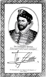 Portrait and Signature of Sir Christopher Hatton (1540-91)