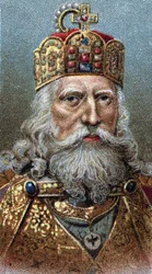 Portrait of Charlemagne (742-814), King of the Franks - From series Leaders of Men - Chromolithography - English School, 20th century