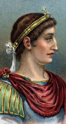 Portrait of Constantine the Great (Constantine I the Great, 270-337) - From series Leaders of Men - Chromolithography - English School, 20th century