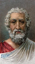Portrait of Homer (9th-8th century BC) - Greek poet - From series Leaders of Men - Chromolithography - English School, 20th century
