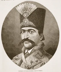 Portrait of Nasser-ed-Deen, Shah of Persia, illustration from Cassell
