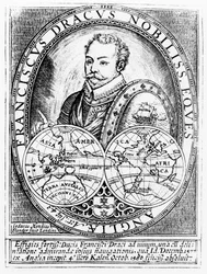 Portrait of Sir Francis Drake at the Age of 43, engraved by Jodocus Hondius